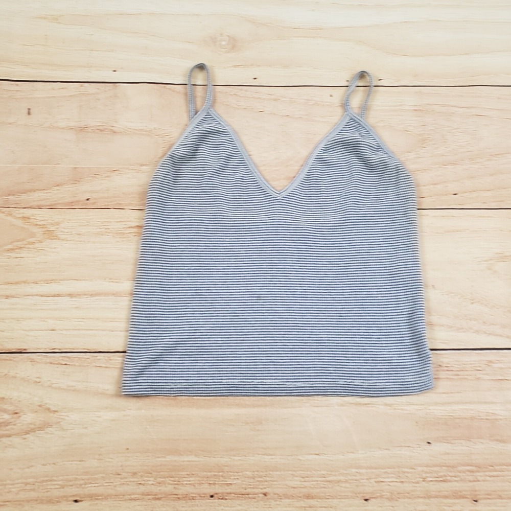 Brandy Melville Shirt Women One Size Blue Cropped Tank Top Sleeveless Ladies